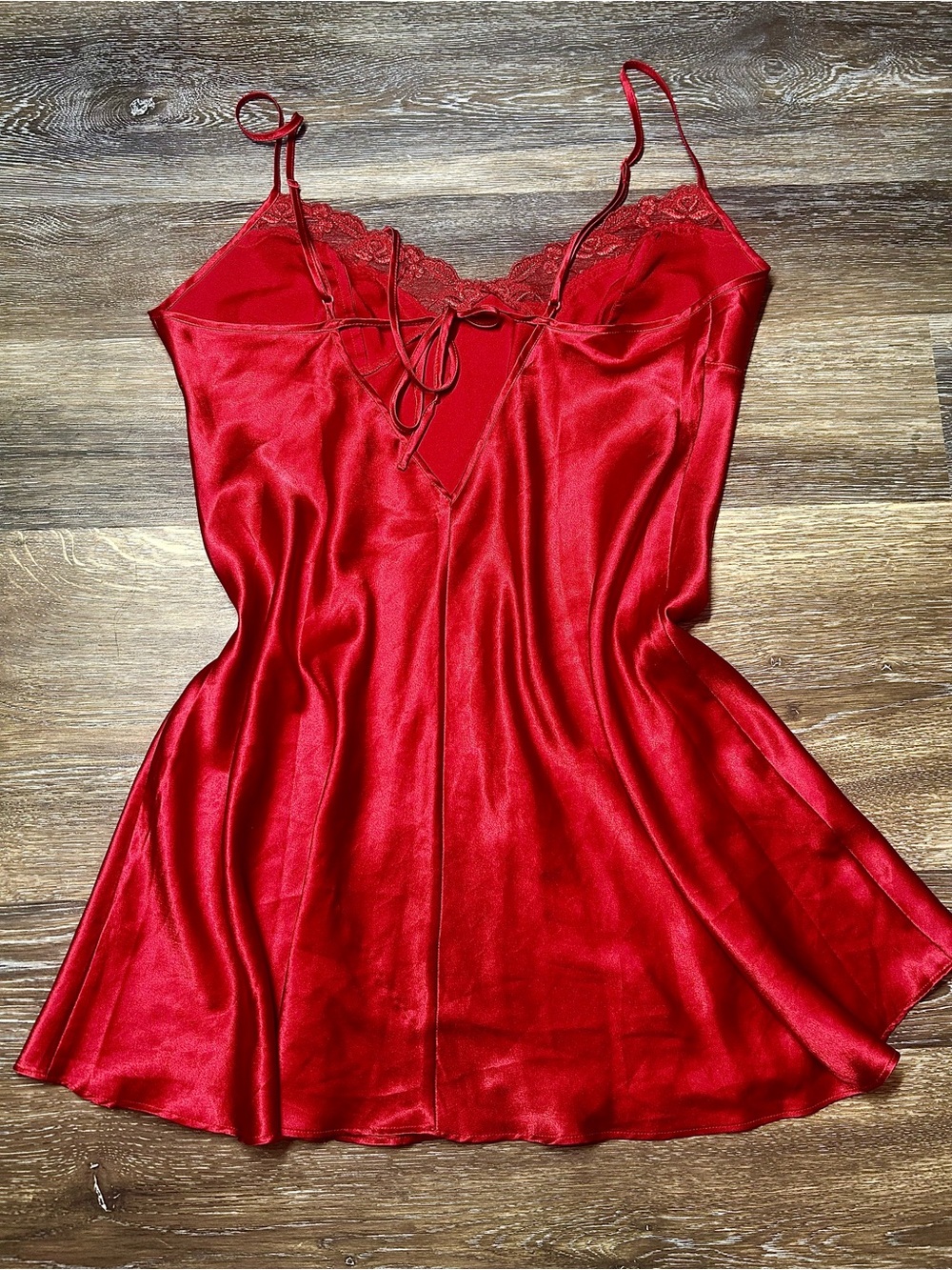 Victoria’s Secret Red Satin Lace Slip Dress L